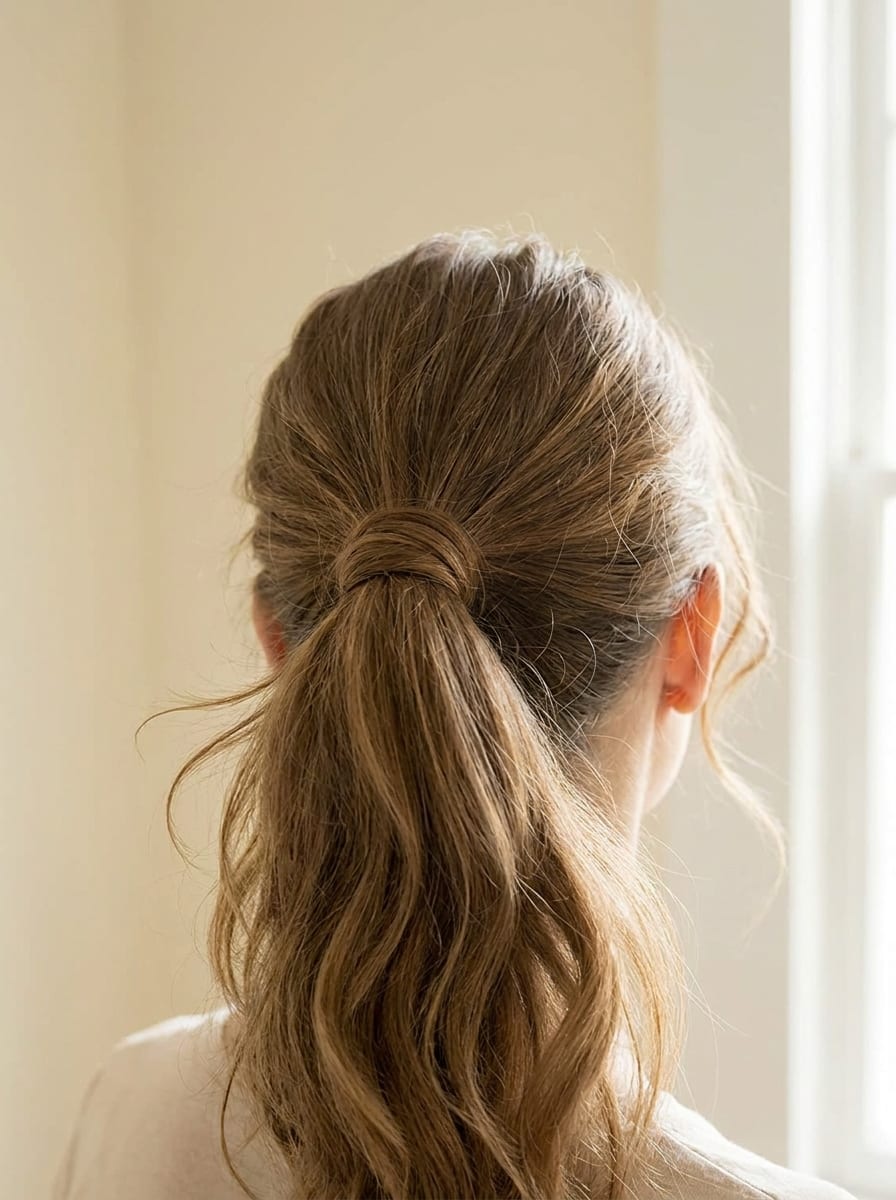 Pferdeschwanz mit umwickelter Haarsträhne - Pferdeschwanz Frisur